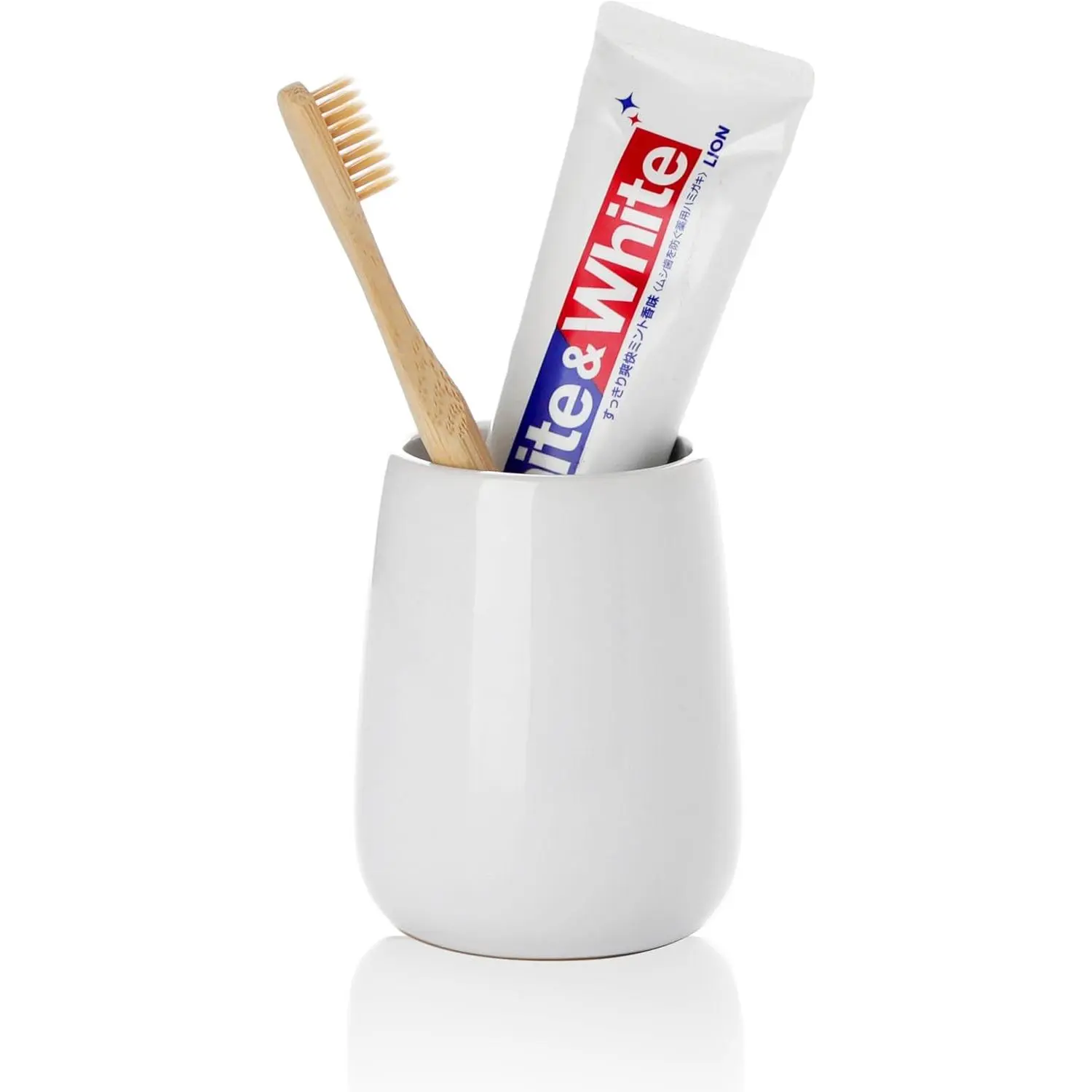White Ceramic  Holder,  Brushing Holders for Bathroom, 2pack |  Cup &  Organizer for Bathroom Countertop, Makeup Brush Holder, Pen Holder for  Desktop Storage