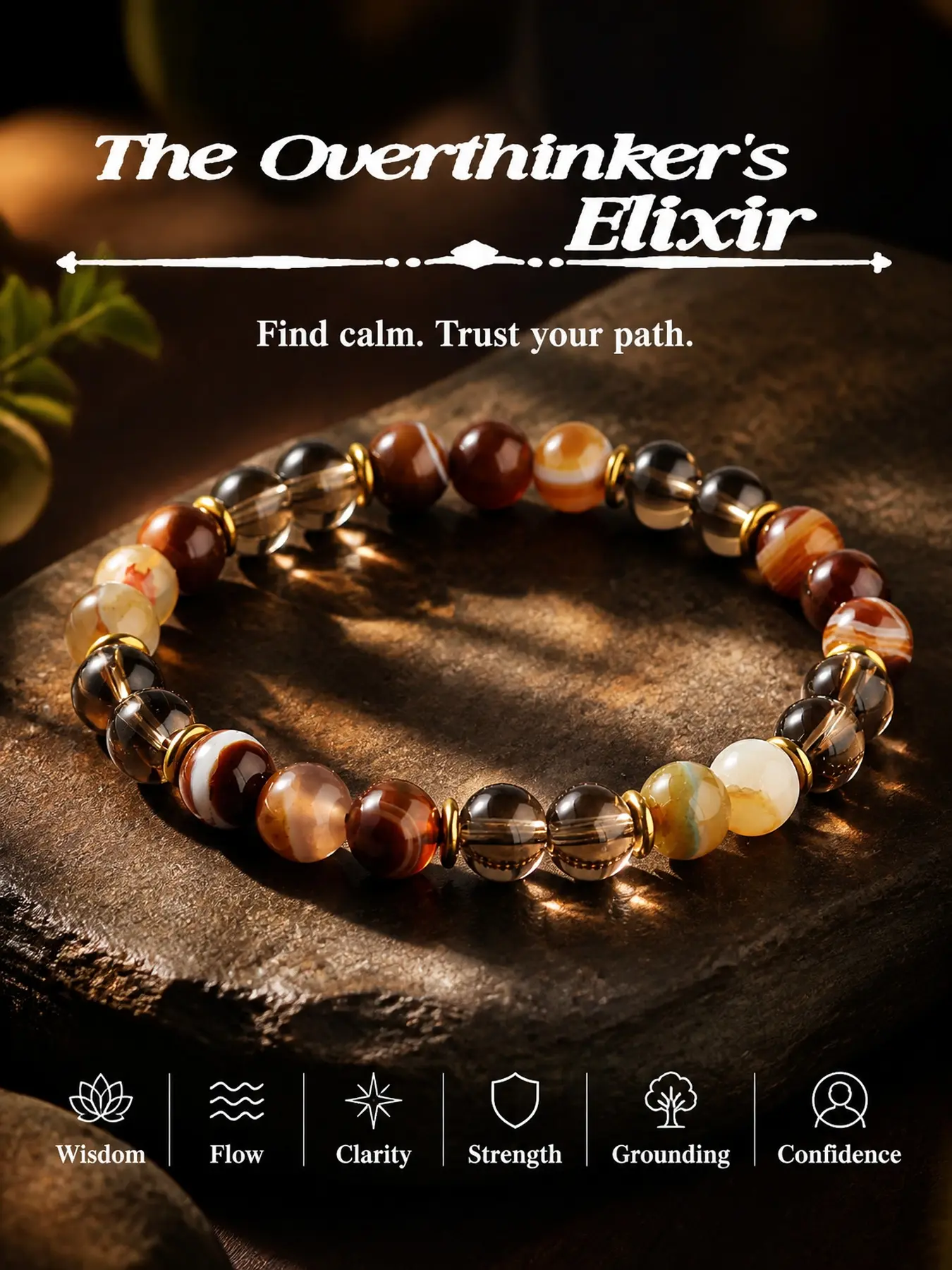 Natural Stone Beaded Bracelet for Men & Women Multicolor Gemstone Bracelet with Gold Accents, Boho Crystal Jewelry, Adjustable Fashion Accessory Gift