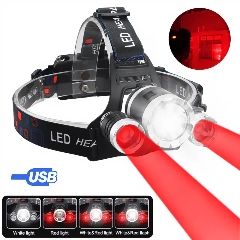 Rechargeable 5000 Lumen LED Headlamp with Red Light, 4 Modes Super Bright USB Headlight for Adults, Outdoor Fishing, Camping, Hiking, Running, Night Work Compression Arm Sleeve Elbow Support Wicking Athletic Crew Socks Arch trolley