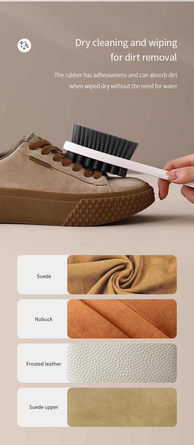 FaSoLa suede shoe brush, soft bristles that do not damage shoes, suede eraser, special shoe brush for cleaning suede