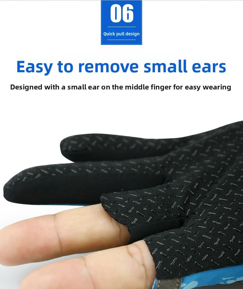 Cycling Lure Fishing Gloves UV Protection Windproof Breathable Cut-Resistant Non-Slip Three-Finger Gloves for Spring Summer Winter Sports Fishing Gear