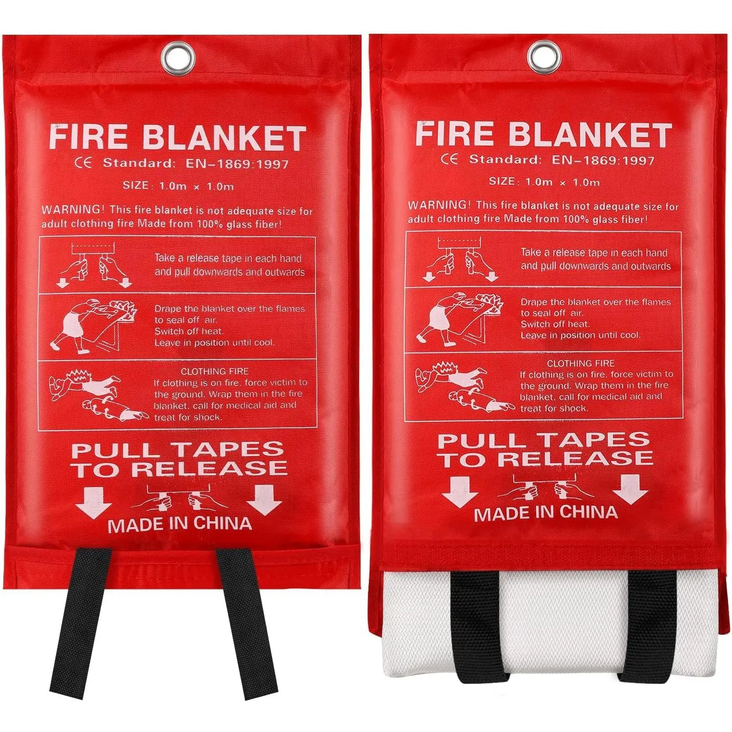 Fire Blanket for  Kitchen – 2 Pack 3.3x3.3ft Fiberglass Suppression Flame Retardant Safety to Smother Fire Blanket Extinguisher  Kit for  Office Fireplace