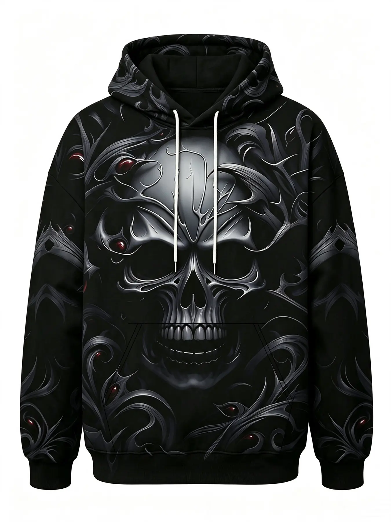 Dark Vine Skull 3D Printed American Punk Oversized Hoodie