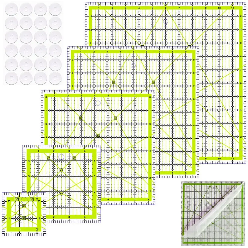 Quilting Rulers(2.5", 5", 8.5", 10",12"),5 Square Ruler Quilting Templates,Quilting Ruler  Rulers