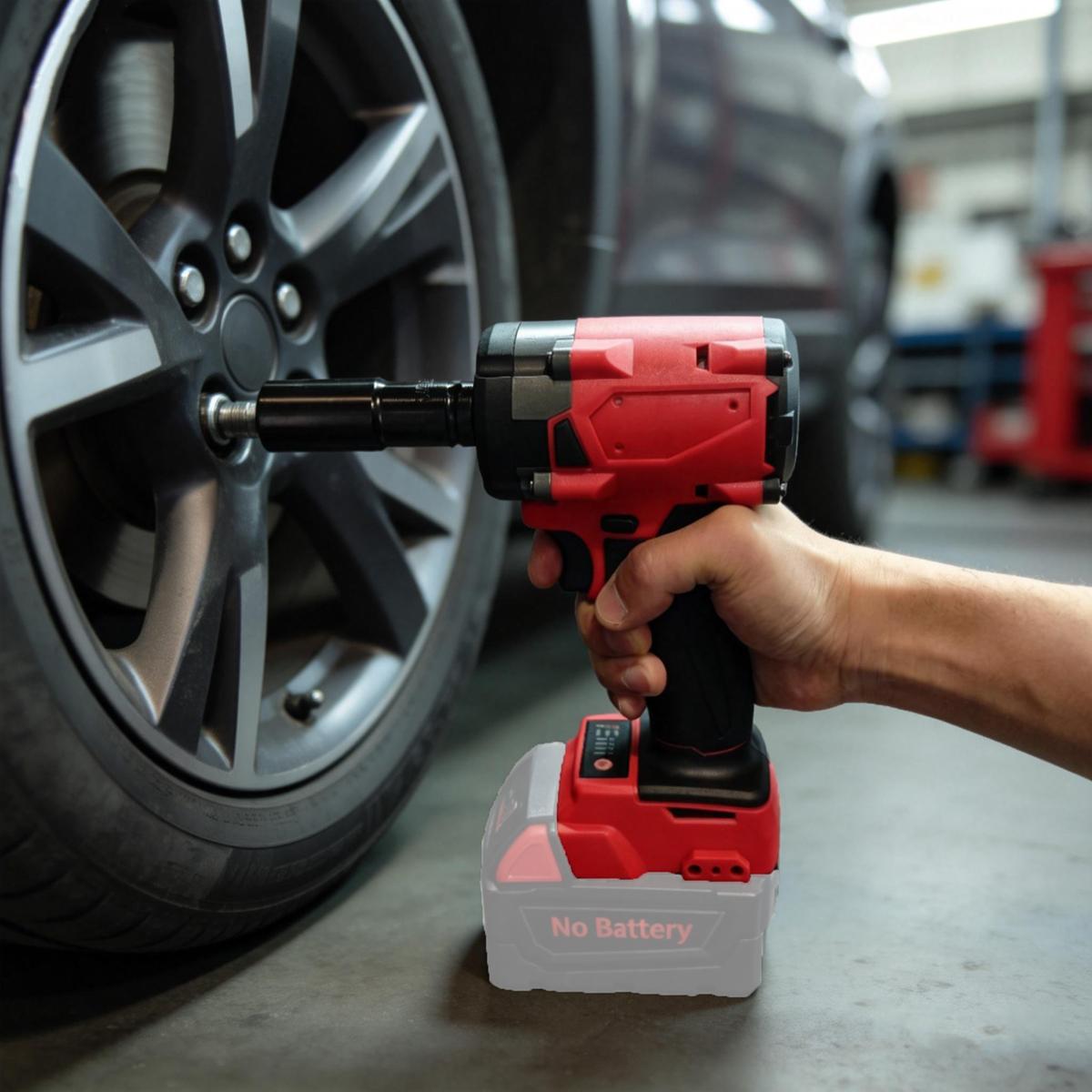 High-torque brushless impact wrench 1/2" drive cordless electric screwdriver with 4-speed adjustment, suitable for 18V batteries (battery not included).Suitable for automotive repair, construction, DIY, furniture repair, and industrial use power tools