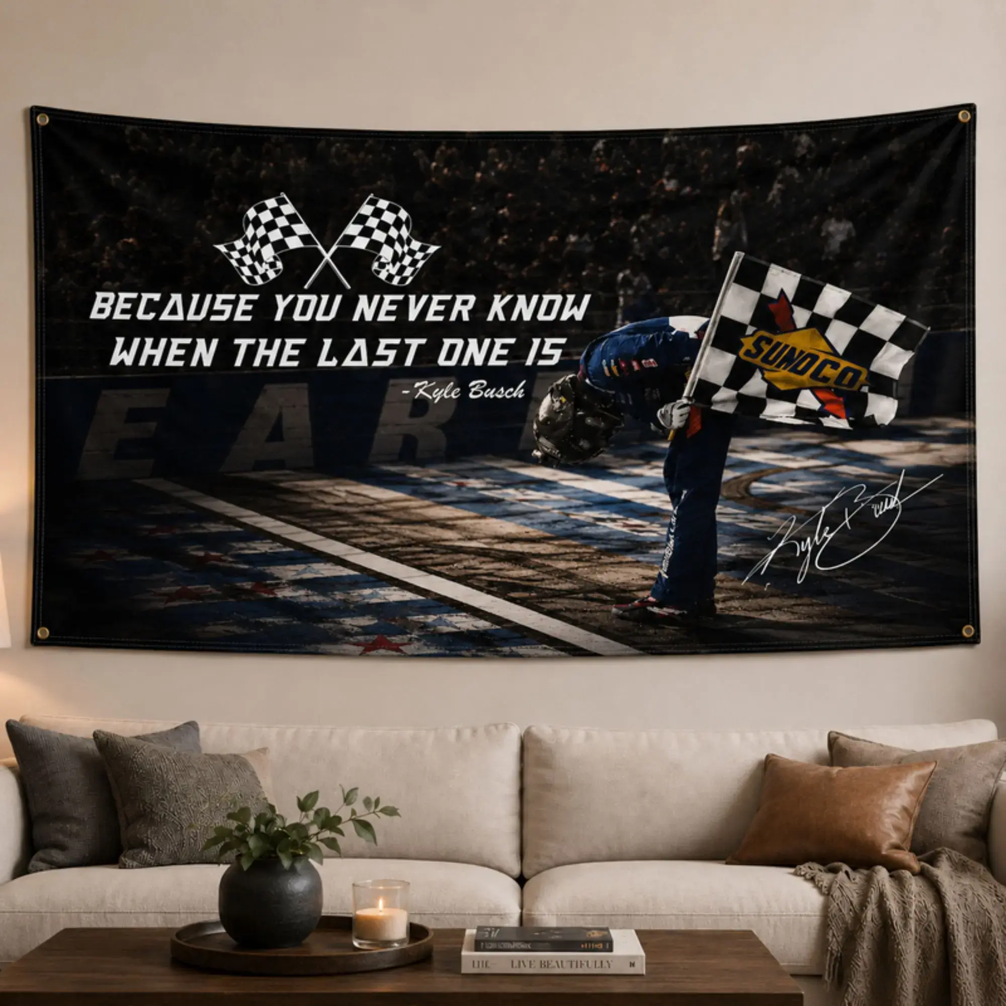 Sturdy Synthetic No 08 Racing Tapestry, NA Inspired Checkered Flag Home Decor, All-Seasons Race Fan Home Accessory with Storage, Ideal Birthday Gift