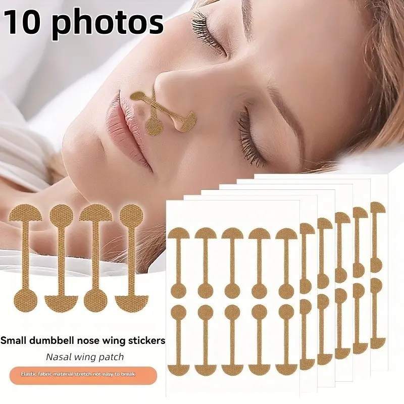 10 Pcs Dumbbell Nose Stickers, Temporary Nasal Bridge Enhancer, Breathable Gel Patch, Soft Elastic Shrink, Invisible Nose Slimmer