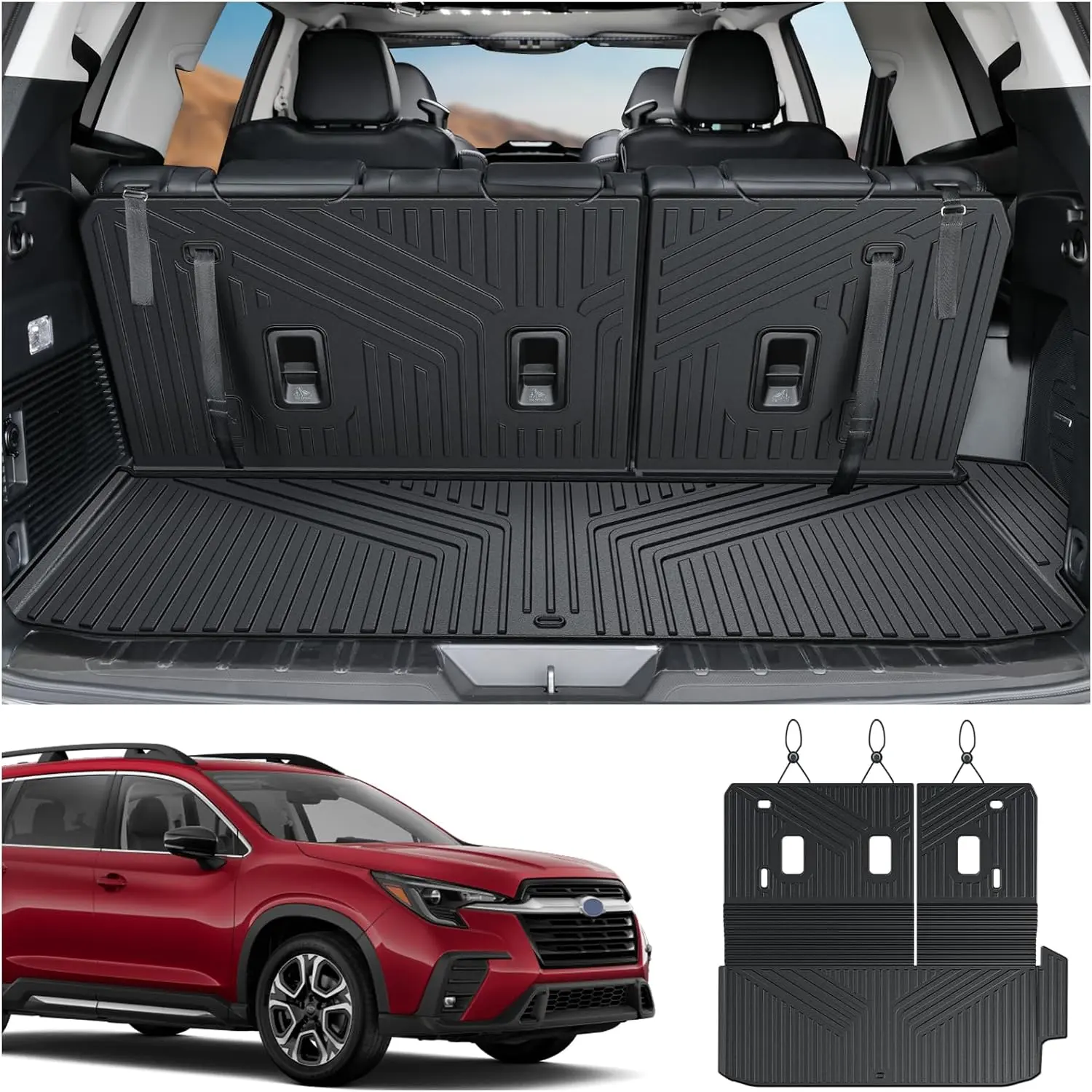 Cargo Mat with Backrest Mats for 2019-2025 2026  Ascent 7/8 Passenger Accessories, -Weather TPE 3rd Backrest Mat Trunk Mat Cargo Liner Protector(Cargo Mat with Backrest Mats)