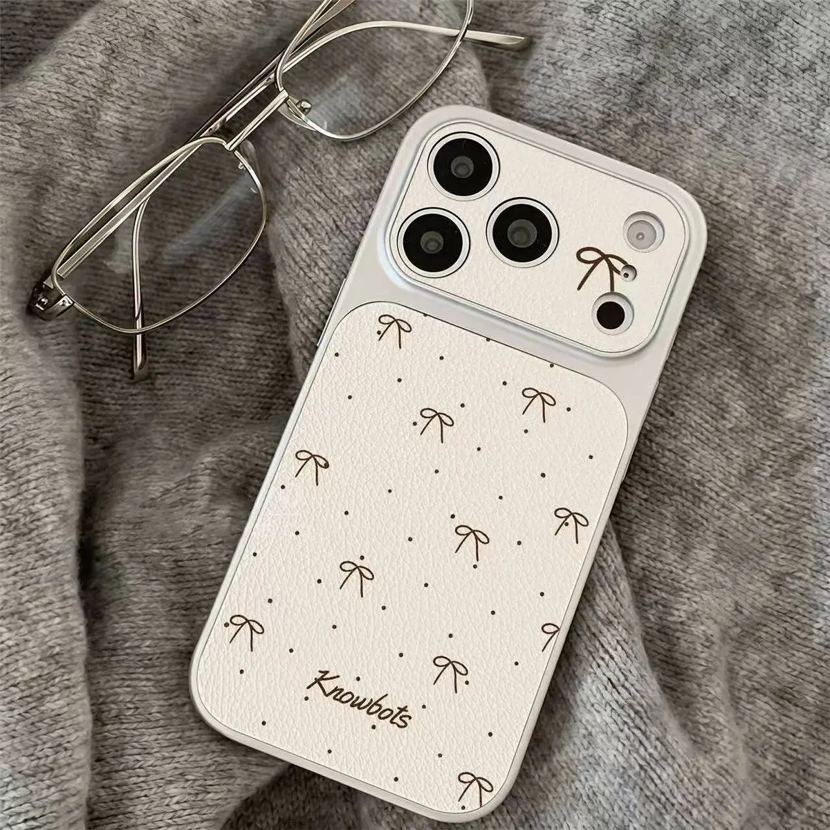Customized Faux Leather iPhone Case with Minimalist Bow Print, Soft TPU, Scratch-Resistant Cute Coquette Aesthetic, Compatible with iPhone 11,12,13,14,15 Plus,16 ProMax,17 ProMax,17 Air, Bows