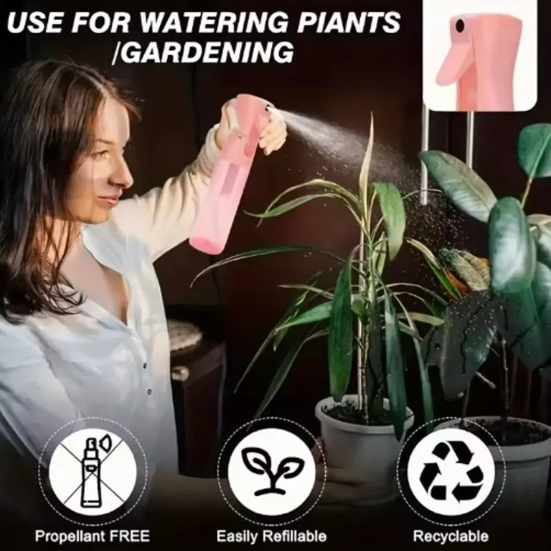 High Pressure Continuous Spray Bottle, Ultra-Fine Hydration Mist Makeup Bottle, Water Sprayer, Hair Care Easily Refillable Plastic Spray Bottle for Outdoor Personal Care