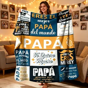 Father's Day Gift  Papa Blanket for Dad, Kids & Adult Ultra Soft Flannel Snuggle Blanket, Spanish Quotes Throw Blanket, Cozy Air Conditioner Blanket for Bed Sofa Couch, Father's Day Birthday Christmas Gift, Room Decor