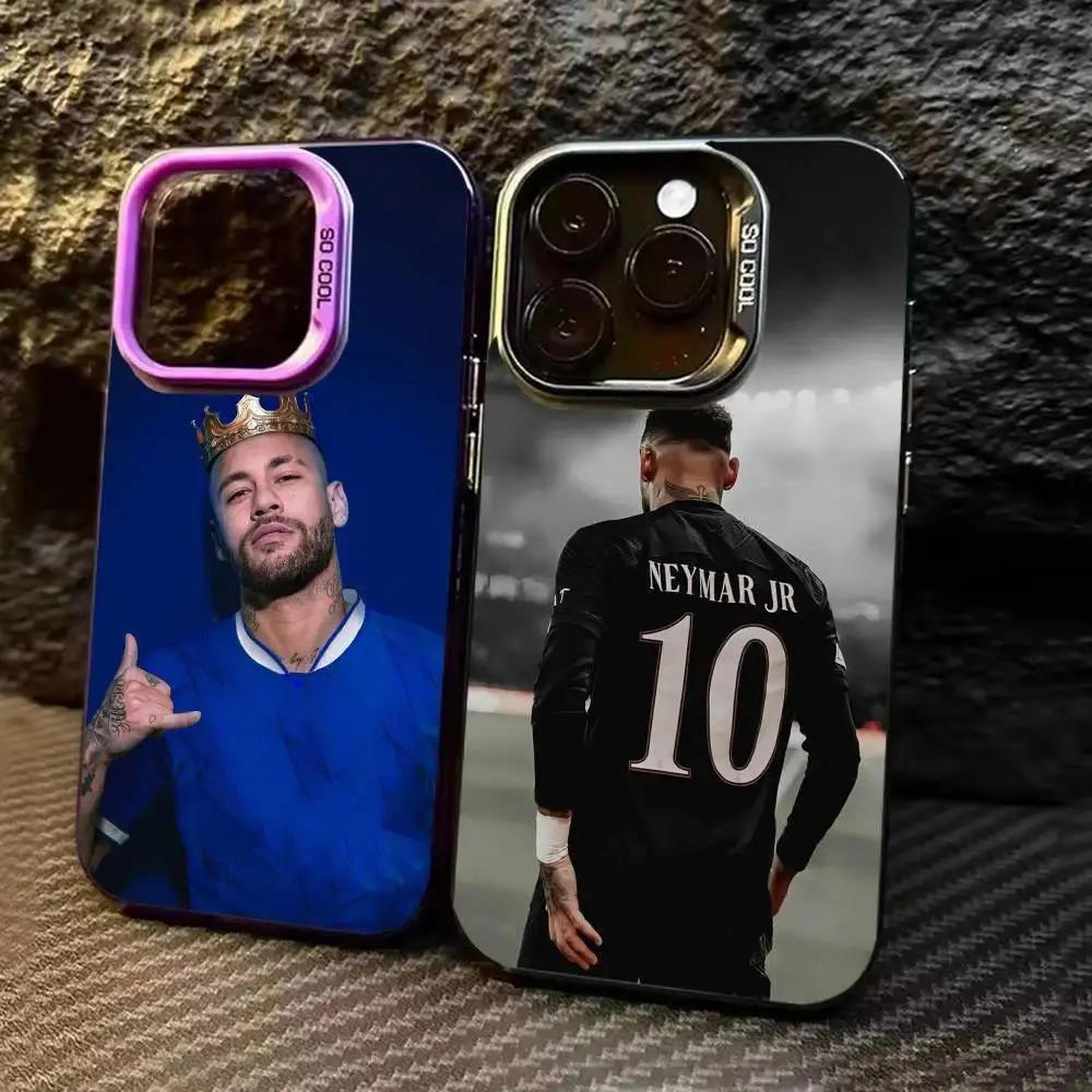 Football N-NeymarS Jr 10  Phone Case For iPhone 17,16,15,14,13,12,11,Pro Max,Plus Candy Silver Cover