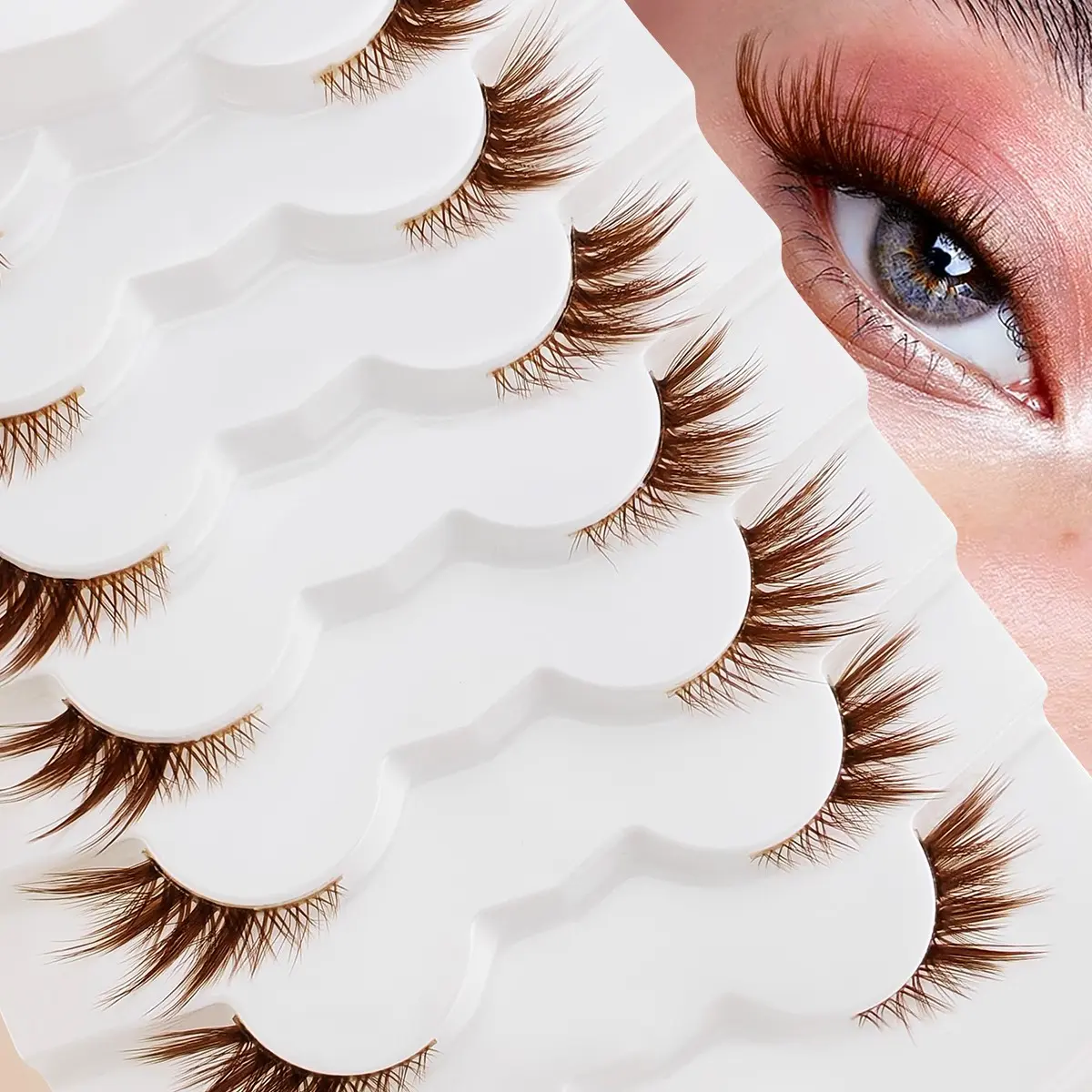 7 Pairs Half Lash False Eyelashes, Fox Eye Look, Long Lasting, Transparent Line, Natural Appearance, Perfect for Daily Use, Makeup