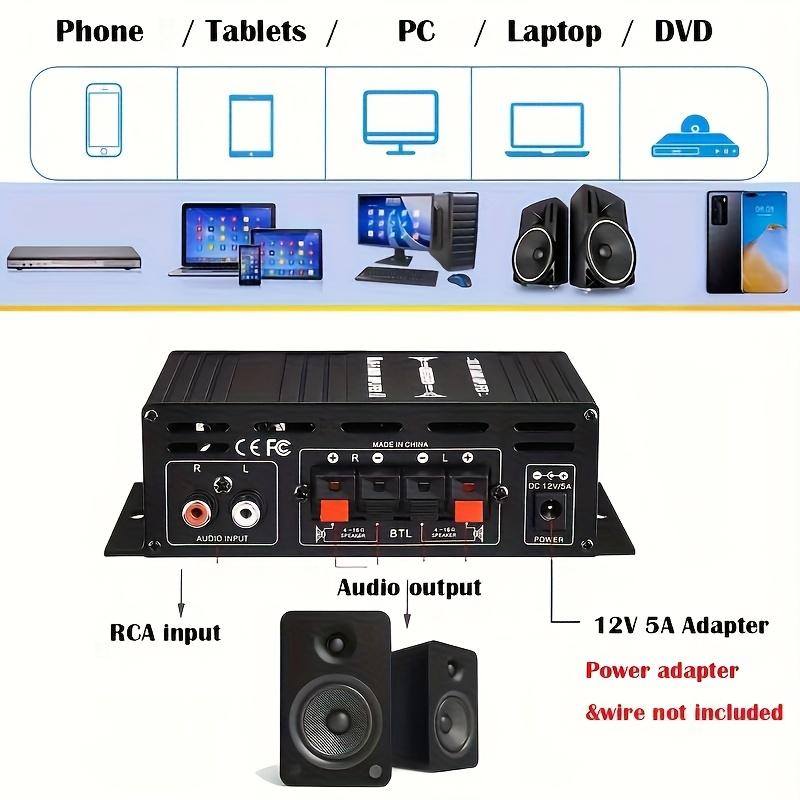 2.0-Channel Audio Amplifier Module, 200W Peak Power Stereo Amp, Low Distortion Home Theater Audio Board, Heavy-Duty Aluminum Car Stereo Receiver, 12V DC Compact Amp for Bookshelf Speakers