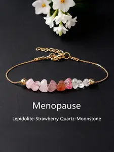 Fashion Irregular Stone Beaded Bracelet, Lepidolite Strawberry Quartz Moonstone, Hormone Balance, Menopause Support Jewelry, Healing Crystal Bracelet
