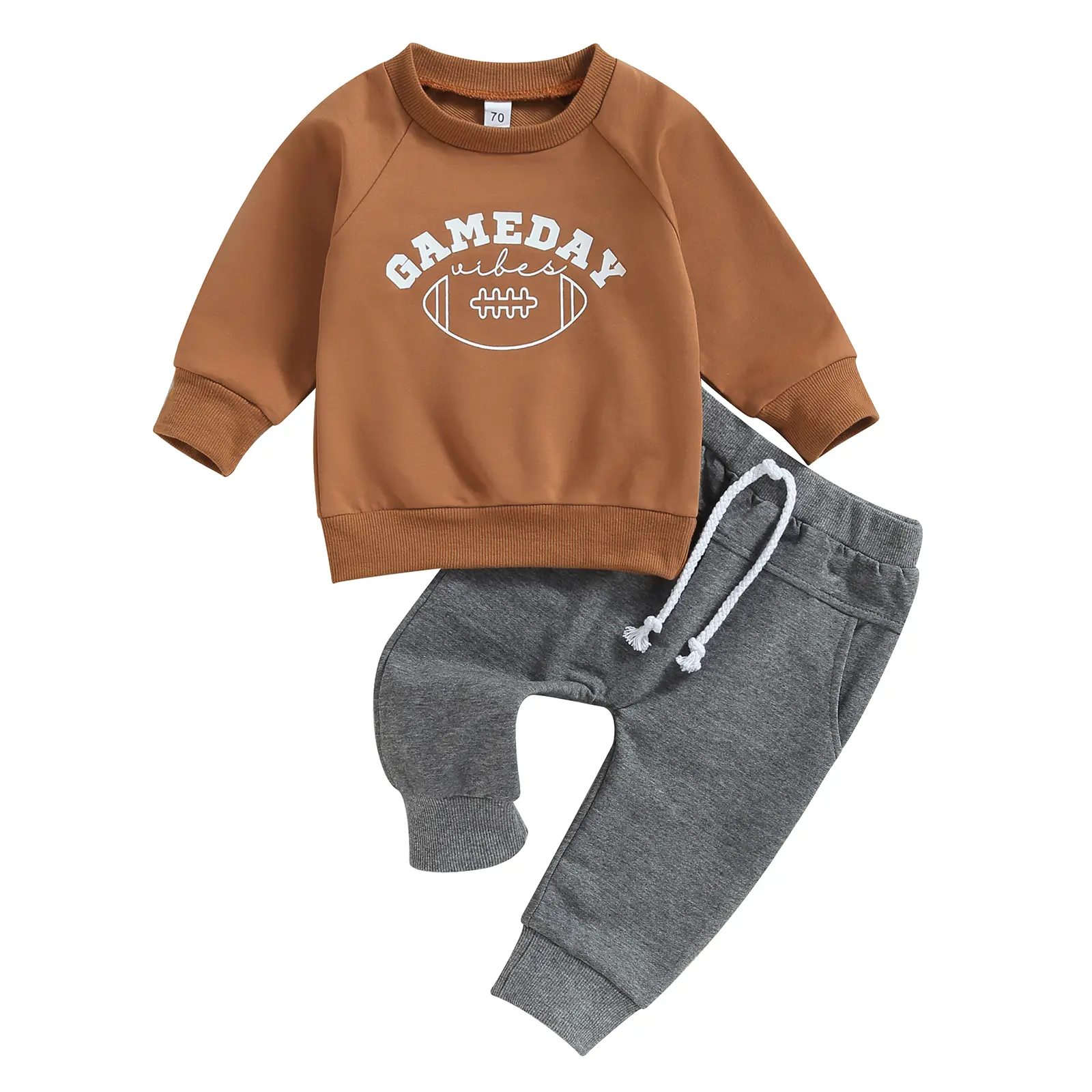 Toddler Boy 2PCS Clothing Set - Long Sleeve Football Sweatshirt & Joggers Pants, Trendy Fall Winter Baby Boy Clothes