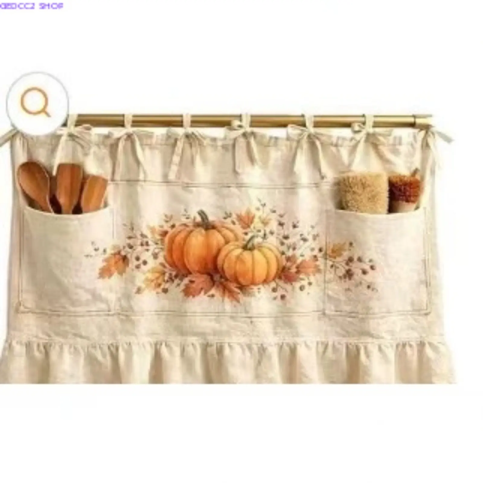 Pretend Play Kitchen Oven Curtain with Pockets, Cute Fabric Accessory for Kids Play Kitchen Set, Role Play Toy Decoration for Girls and Boys