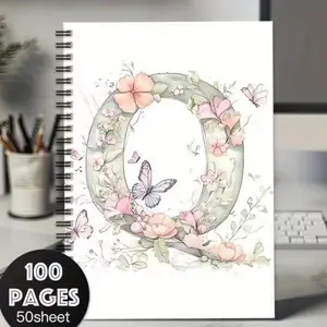 New Arrival Bestselling 26 Floral Letter Notebooks, Spiral Coil Coloring Books, Fill-In Sketch Albums, Trendy Stationery Accessories