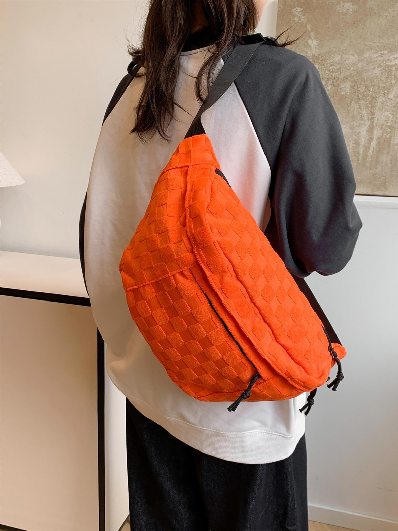 Women's Fashionable Large Capacity Embossed Textured Zipper Belt Bag, Casual Commuter Versatile Plain Fanny Packs, Simple All-match Bum Bag