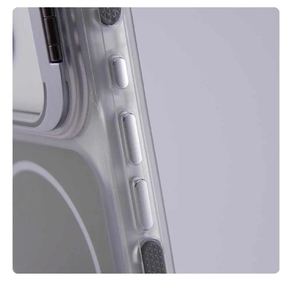 Luxury Matte Shockproof Magnetic Bumper Case For iPhone  17 Air 17 16 15 14 13 12  Pro MaxPlus For Magsafe Lens Protect Stand Cover