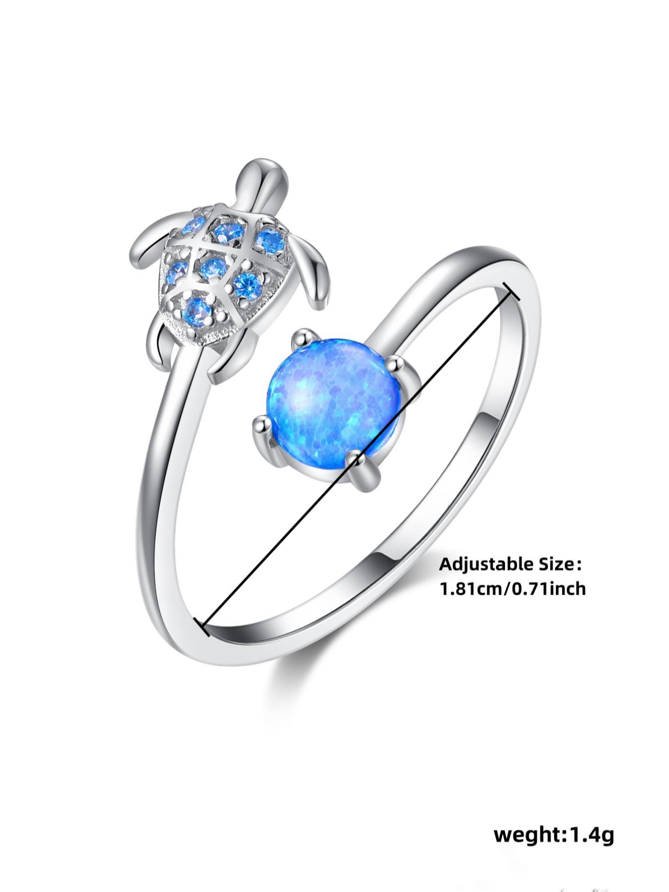 925 Sterling Silver Cute Turtle Design Ring, Adjustable Ring for Women & Girls, Fashion Jewelry for Party Decor, Trendy All-match Jewelry for Birthday Gift