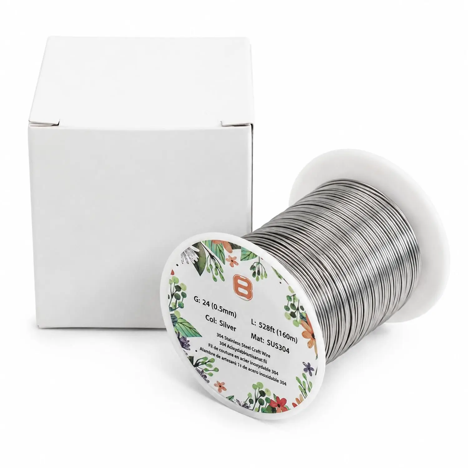24G 304 Stainless Steel Wire 525FT Craft Wire for  DIY Garden | 304 stainless steel wire featuring 60%  length than  competitors. Bendable and easy to cut, -free box packaging