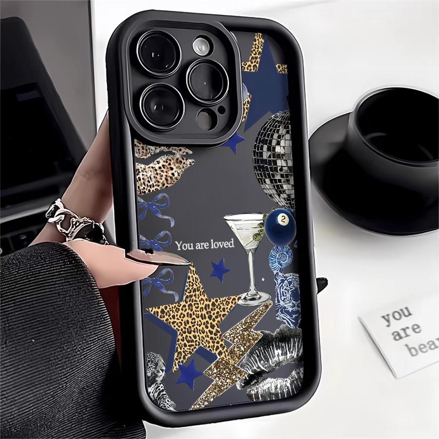 Phone Case - One Leopard Martini Disco Phone Case Compatible with for Apple iPhone 17 E Air Pro ProMax iPhone16 15 14 Plus 13 12 Mini 11 X XS XR. This Anti-Drop Phone Case Offers Camera Protec
