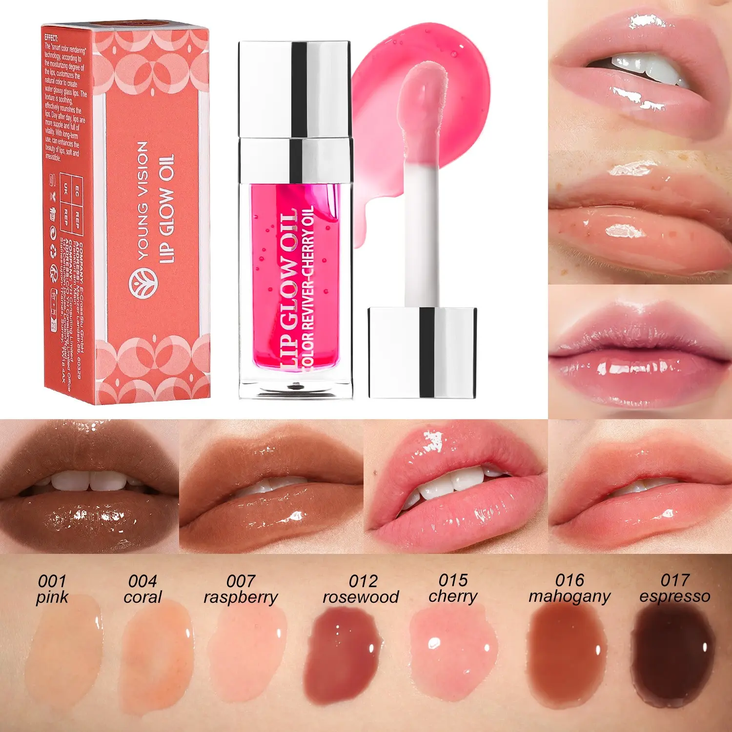 YOUNG VISION Multi-Color Hydrating Lip Balm Set, Refreshing Moisturizing Lip Oil, Soothes Dry Lips, Plumps Full Lips, Daily Use Lip Gloss Combo