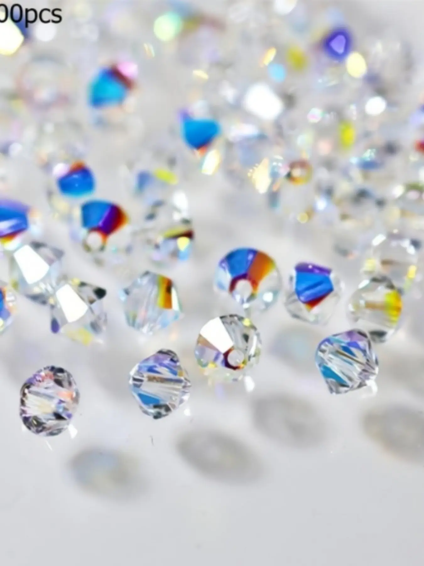 300 pieces/600 pieces Bead strings and bead combinations New artificial crystal AB beads Rainbow color 4mm Festival Austrian glass beads, for jewelry DIY Beading Accessories Jewelry Making Supplies Beads for Jewelry Making
