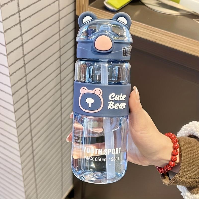 550ml/650ml Cute Bear Cartoon Portable Water Bottle with Straw, High-Value School Cup with Lifting Handle – Perfect for Summer/Winter Drinks, Outdoor Sports, Fitness, Travel, Camping,  Halloween & Christmas Gifts, Water Bottle For Girl and  Boy, Thermos