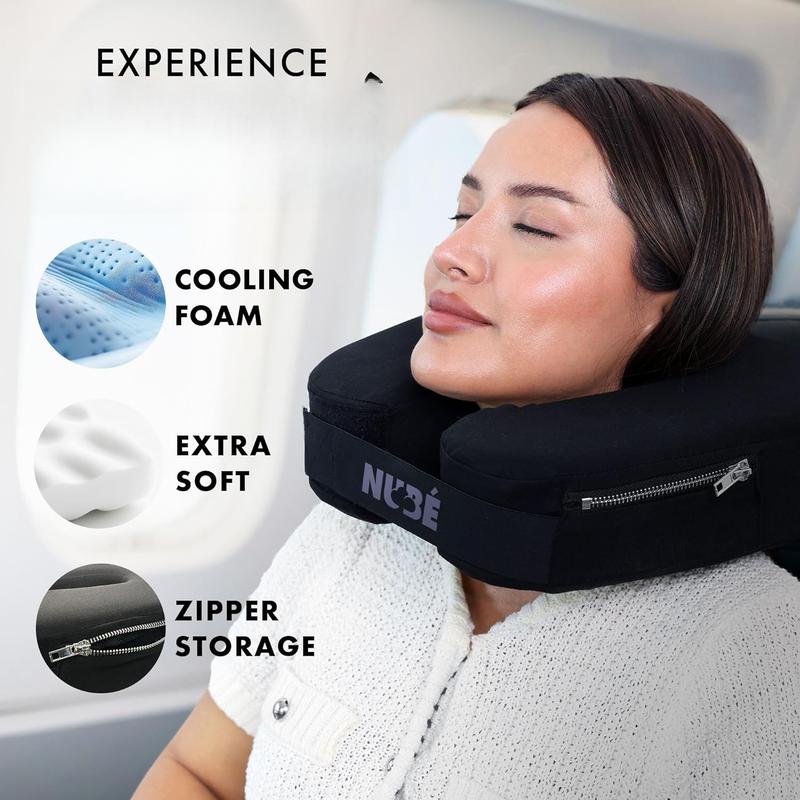 Travel  Pillow - Ultra Lightweight & Comfortable Memory  with Zipper Storage for Airplane,  & Home Travel Accessory for  &  with Cooling, Breathable & Washable Fabric (Black)