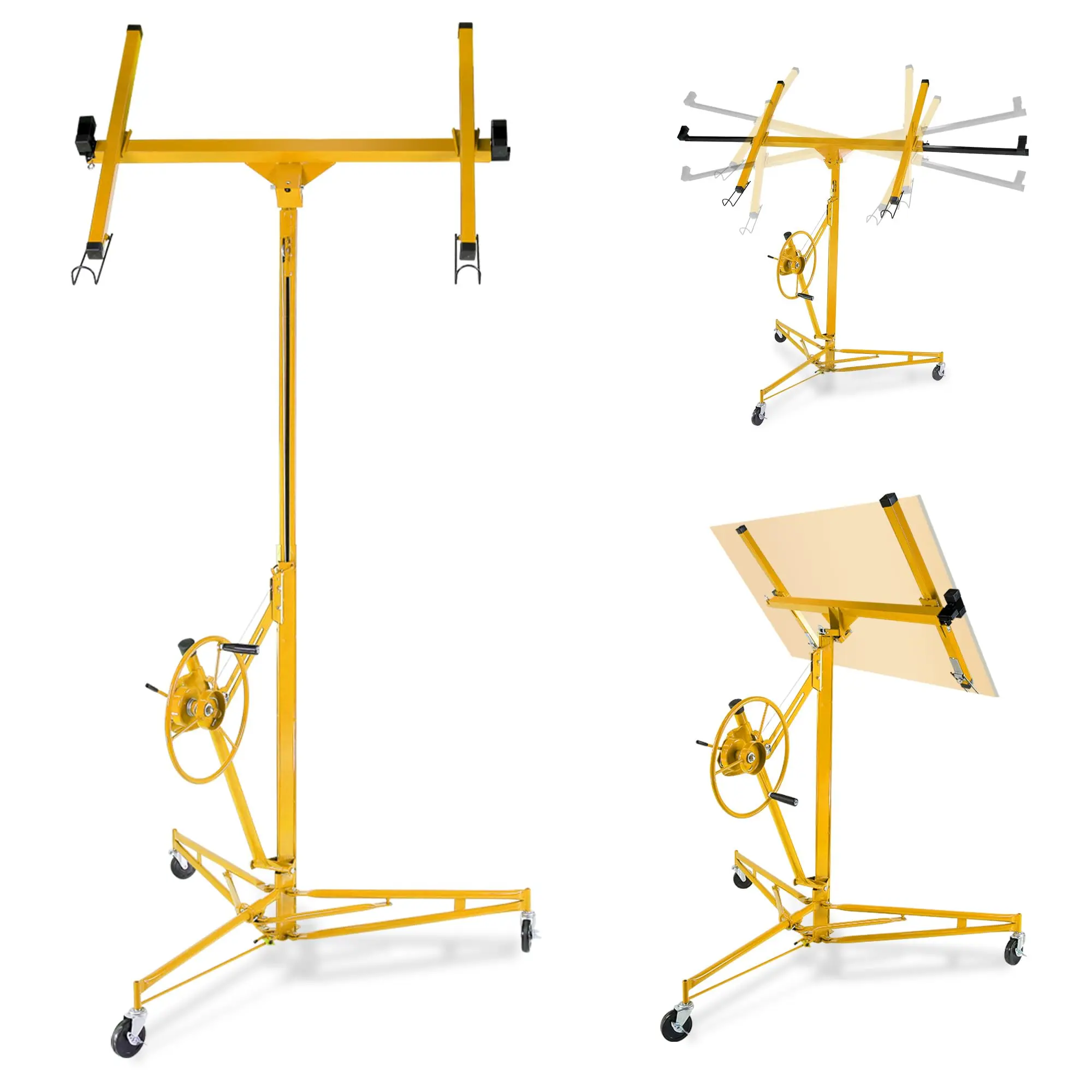 Drywall Lift 16 FT,Drywall Panel Hoist for Ceiling, Drywall Panel Hoist 360° Adjustable Foldable,150 Lbs Heavy Duty Sheetrock Lift Drywall Lifter for Home Improvement