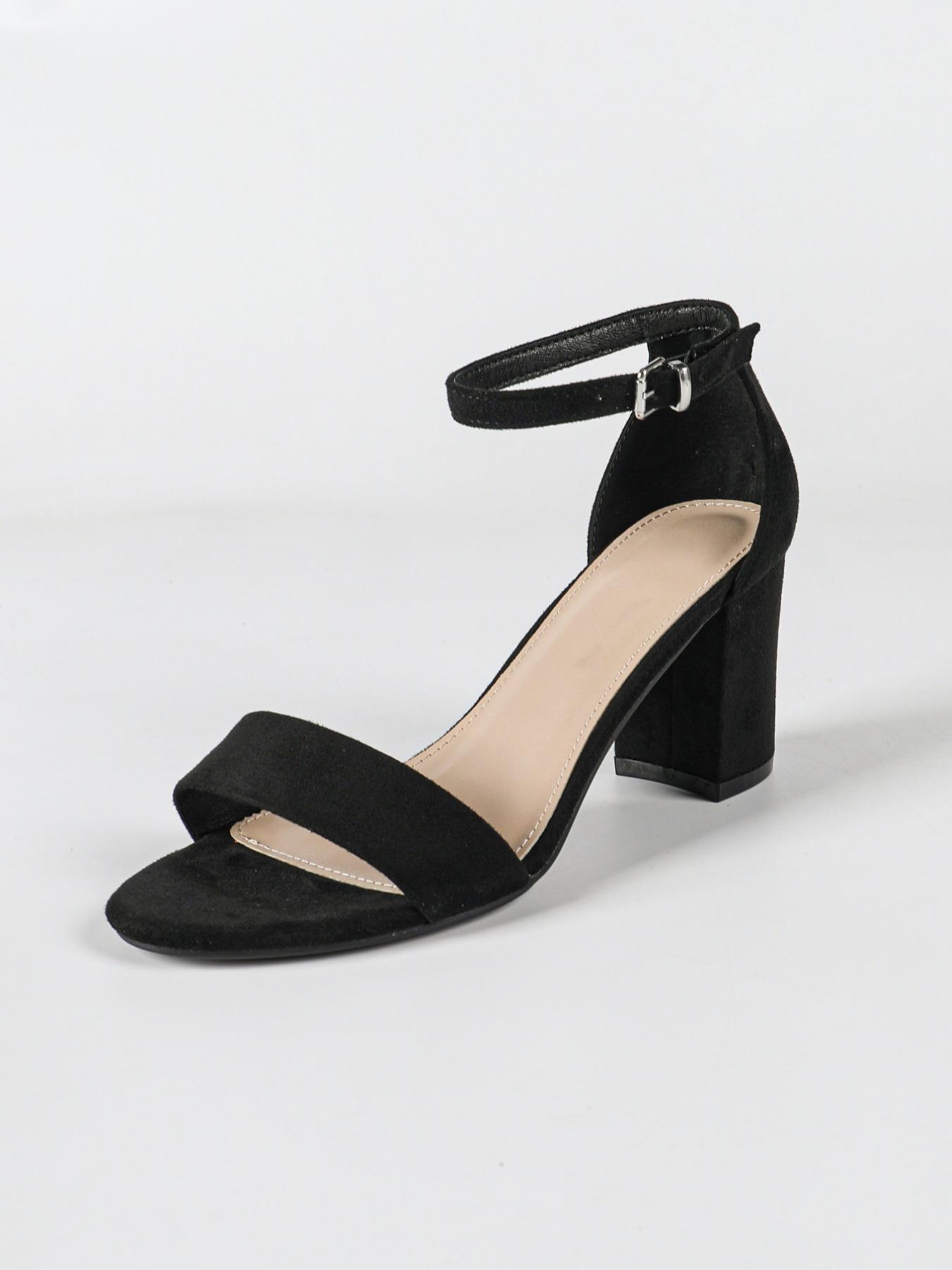 Women's Open Toe High Heels, Plain Color Ankle Strap Block Heel Shoes, Perfect for Daily Wear, Formal Events & Weddings