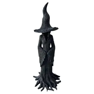 20cm Barrel Witch Statue, Halloween Resin Decoration, Home Decor Figurine for Indoor Home Supplies, 20Cm Witch Statue