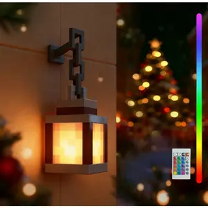 Lantern Night Light - 16-Color Wall-Mounted Ambient Light Strip with Remote Control - Wall-Mounted Table Lamp, Cosplay Theme Bedside Lamp, Halloween, Christmas Room Decoration Light