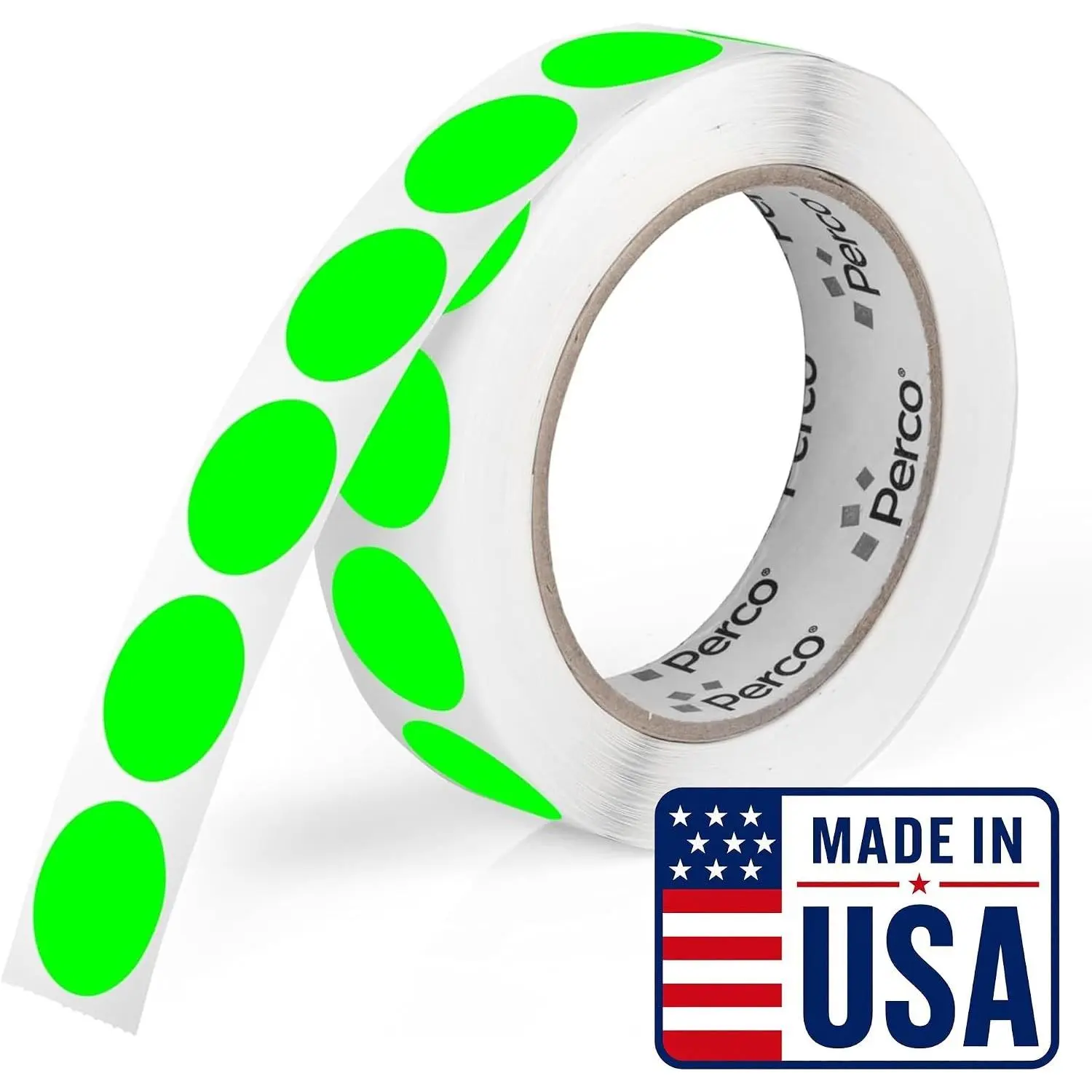 Neon Green Round Circle Dot Sticker 1-Inch Labels with Easy-Tear Perforation, 1,000 Stickers per Roll - in Stock, Approved & Available Labels, High Visibility, Strong Adhesive—Made in USA