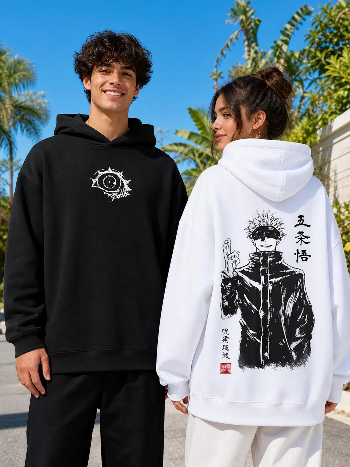 Jujutsu Kaisen Satoru Gojo Portrait Crewneck Sweatshirt, Anime Oversized Pullover, Perfect Gift Cool Shirts, Graphic Oversized Heavyweight Fleece-Lined Sweatshirt and Hoodie for Men and Women, Workout Crewneck and Hoodie, Y2K Hoodie