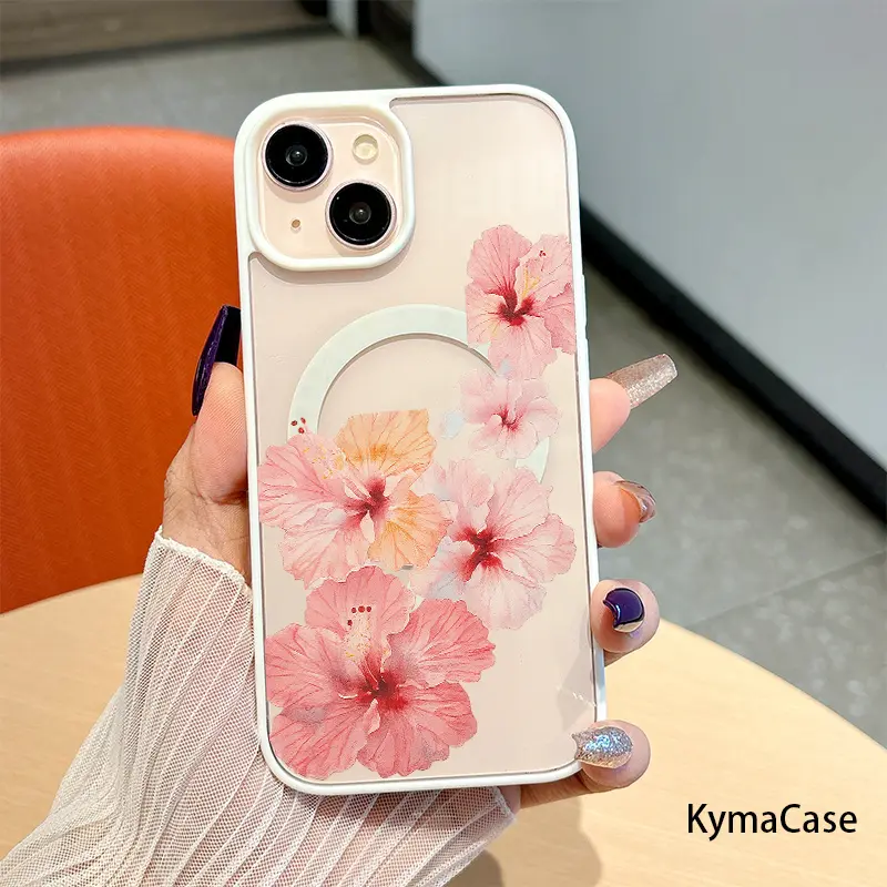 Phone Case - Soft Pink Hibiscus Blooms with Gentle Tropical Charm Magnetic Bare-Hand Feel Drop-Proof And Scratch-Resistant Protective Case Suitable for iPhone 17 E Air Pro ProMax iPhone16 15 14 Plus 13 12 11 X XS XR an Excellent Gift Choice, Smartphone, H