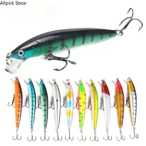 10pcs Lure Minnow Baits, 10cm/9g Floating Rattling Realistic Hardbaits With 3D Eyes, High-Quality Hooks, Lifelike Fishing Lures For Smooth Long-Distance Casting And Attracting Fish, Suitable For Outdoor Fishing, Sea Fishing