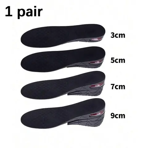 Unisex Invisible Height Increase Shoe Insoles, Air Cushioned Shock Absorption Insoles, Sizes 35-44, Adjustable Heel Heights, Removable Breathable Heightening Insoles, Height Increasing Insole, Shock Absorbing Insole