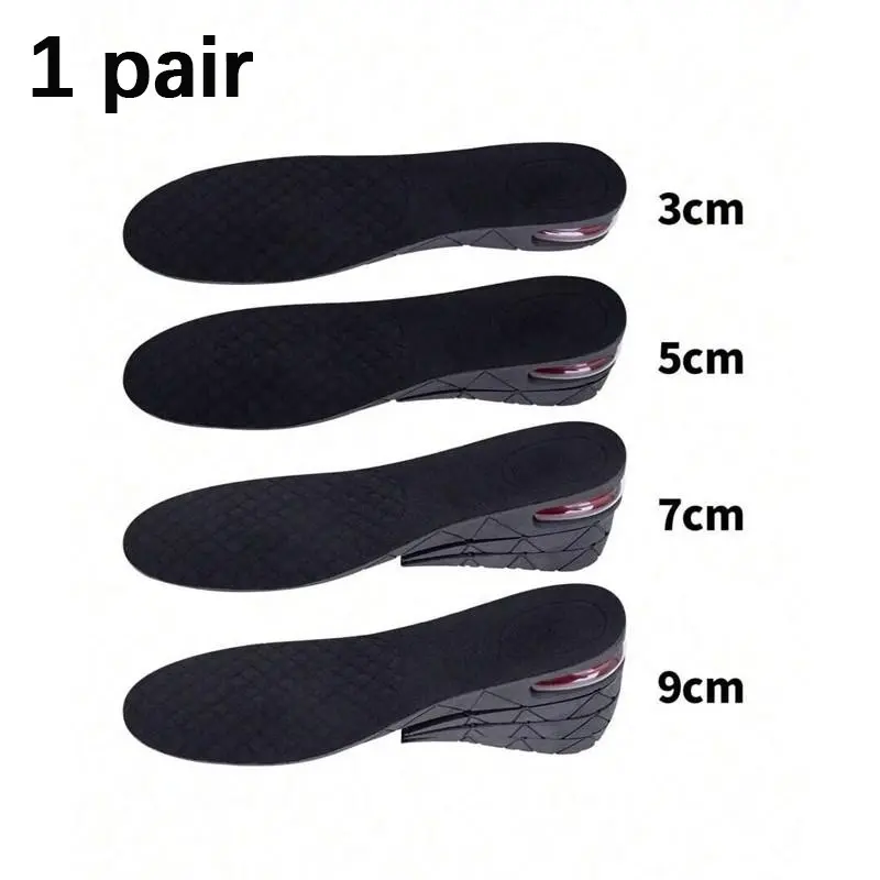 Unisex Invisible Height Increase Shoe Insoles, Air Cushioned Shock Absorption Insoles, Sizes 35-44, Adjustable Heel Heights, Removable Breathable Heightening Insoles, Height Increasing Insole, Shock Absorbing Insole