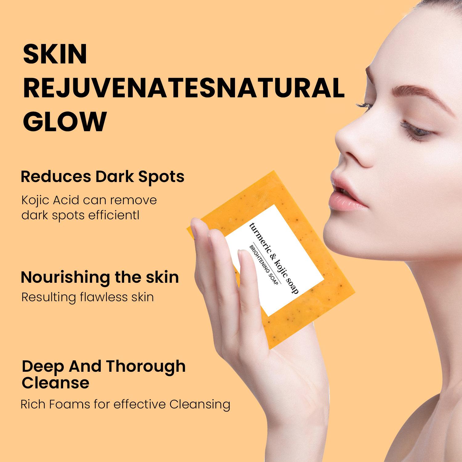 4 Natural Soaps for Glowing Skin Turmeric + Kojic + Lemon + Ginger, Handmade Cold Process, Fades Dark Spots, For Face & Body, No Harsh Chemicals