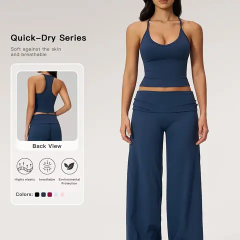 Tight-Fitting Sportswear Set, Comfortable Backless Yoga Co-ord Set, Versatile Casual European Style, Athletic Workout Set, Activewear Workout Set, Yoga Fitness Clothing