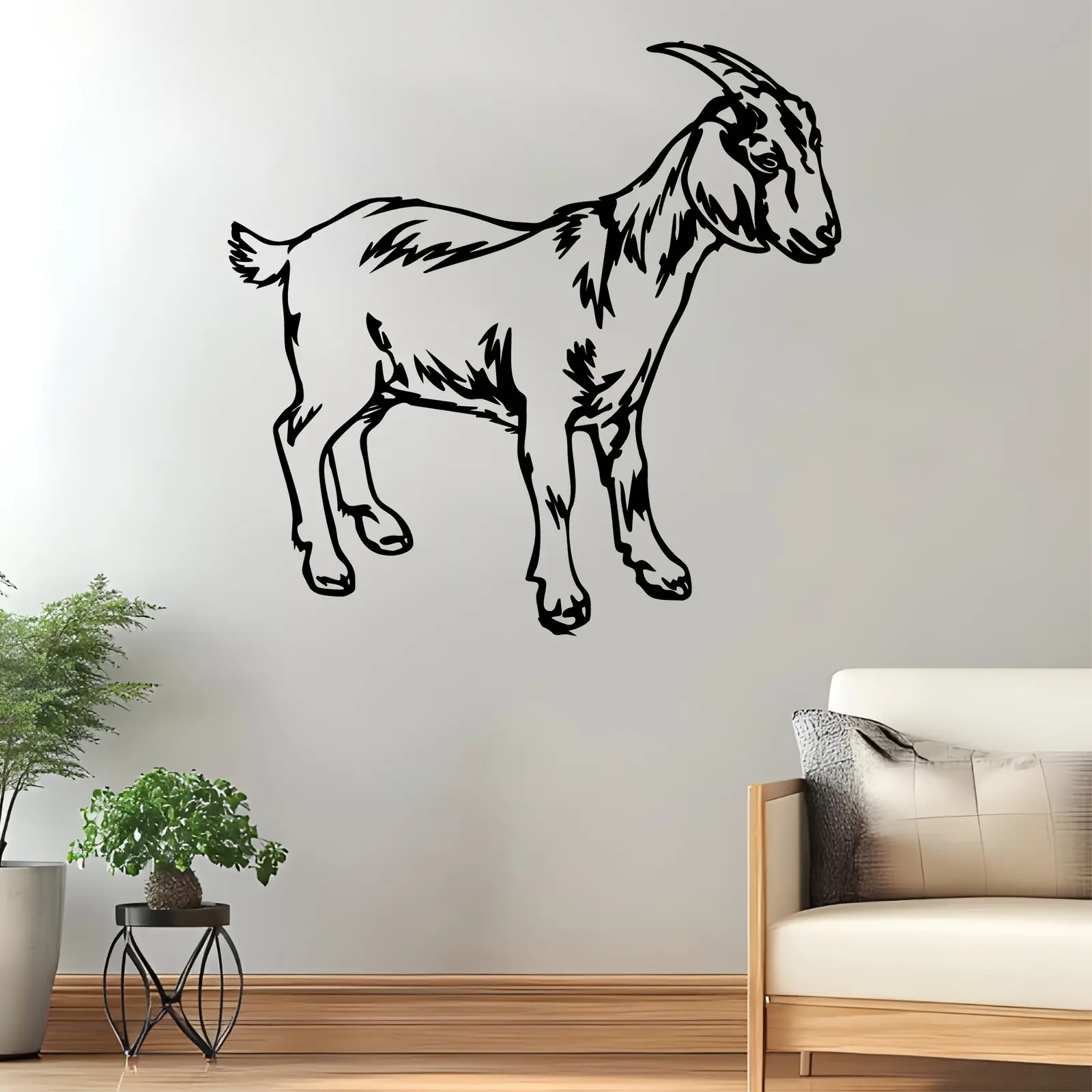 1pc 1pcs Goat Metal Wall Art Statue - Realistic Standing Goat Sculpture, Weather-Resistant Iron Wall-Mountable Mural Suitable for Garden Wall & Backyard Fence, Charming Outdoor Goat Decor for Farmhouse, Easter, Christmas, Thanksgiving - Ideal Gift