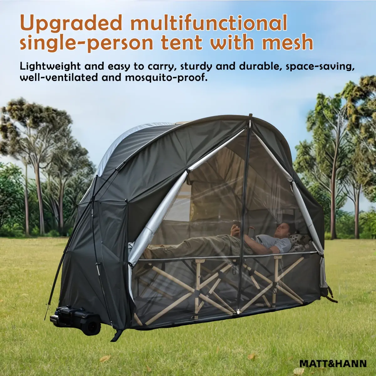 Upgraded Version with Added Mesh: Multi-functional Single-person Tent, Storage Tent, Bicycle Tent. Lightweight and Easy to Set Up, Space-saving. Can Be Used as a Freestanding Tent with Optional Accessories for Cycling, Camping, Fine Camping