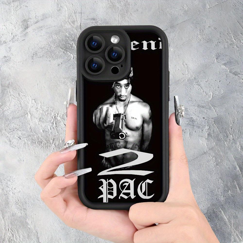 Legendary Rapper 2Pac Street Style Design |     Shockproof, Anti-Slip Matte Finish |     Low-Key Luxury UV Print Case for iPhone 17 E Air Pro ProMax iPhone16 15 14 Plus 13 12 Mini 11 X XS XR - Black TPU Soft Cover with Drop Protection, Halloween Event, Su