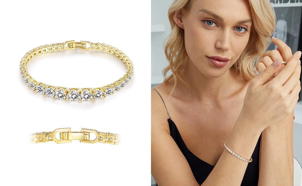 Gemsme 3-6MM Graduated Tennis Bracelet Round Cut Cubic Zirconia Classic For Women Jewelry Luxury BC-36285-g