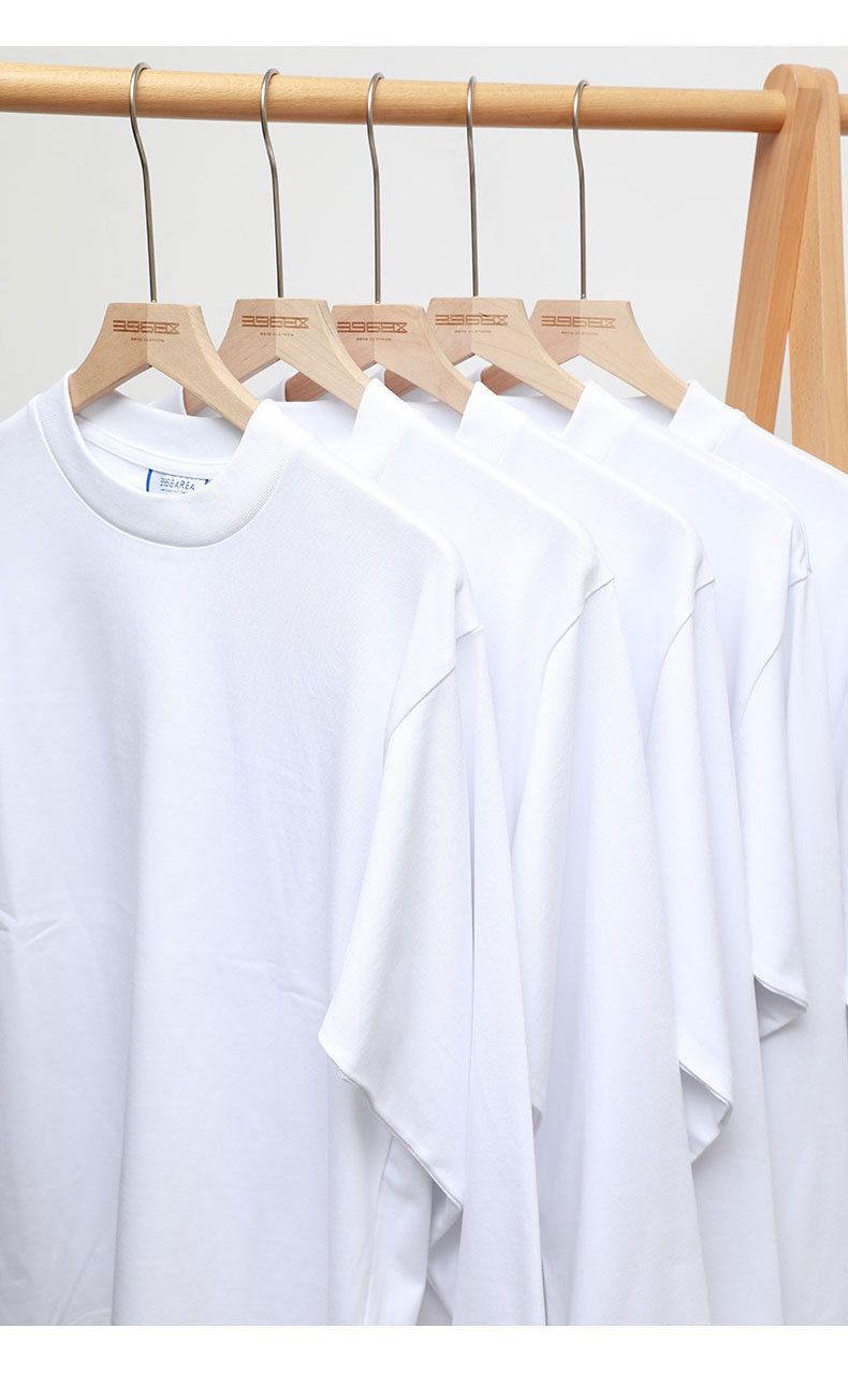 3PCS Men's Short-Sleeve T-Shirts Pure Cotton Loose Hem Shirt Round Neck Solid Color Short-Sleeve Women