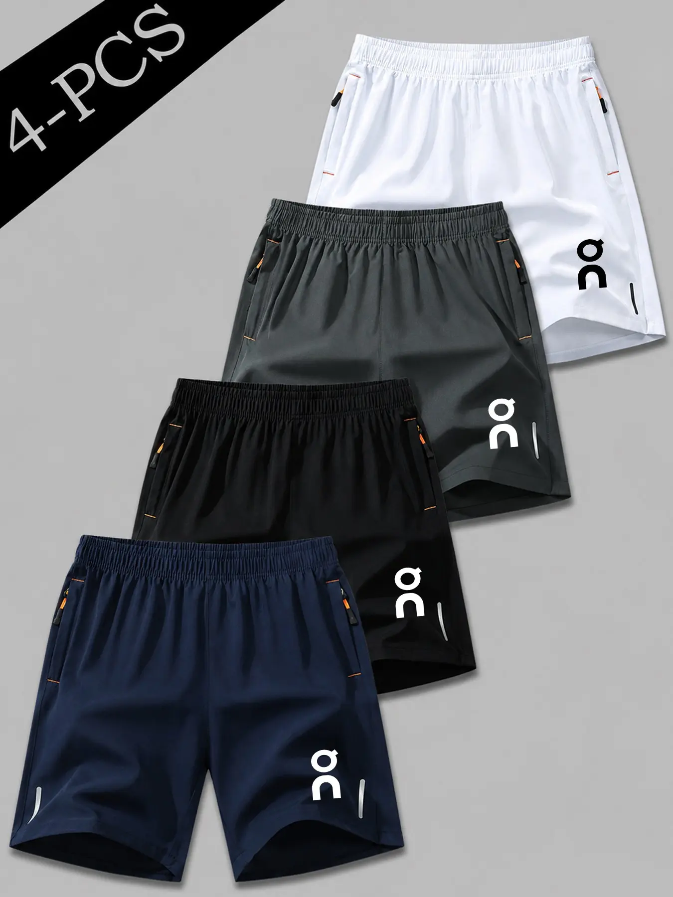 4-Piece Gym Shorts Set, Outdoor Cycling, Fitness Training, Casual Running, Men's Minimalist Letter Logo, Lightweight Quick-Dry Fabric, Unisex