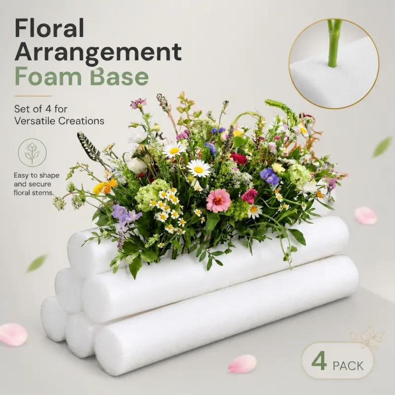 4 Pack Cylindrical Floral Foam Blocks, Easy To Shape Flower Arrangement Base, Firm Wet Dry Florist Foam For Wedding Home DIY Bouquet Decor, Diy Floral Decoration